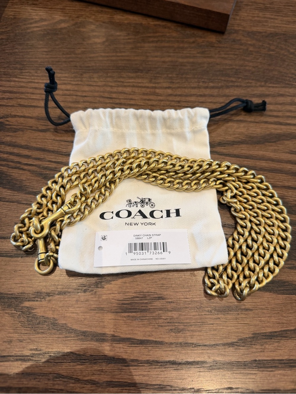 Coach Dinky Chain Strap 48” in Antique Brass